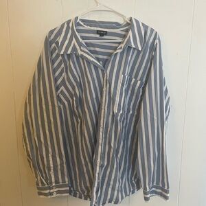 Torrid plus size Blue and White Striped Button-Up Shirt